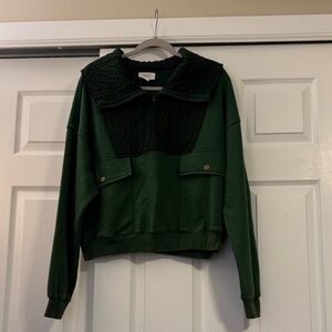 ODDY Green Knit 1/4 zip top